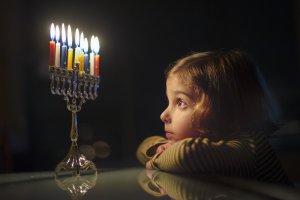 Child with menorah